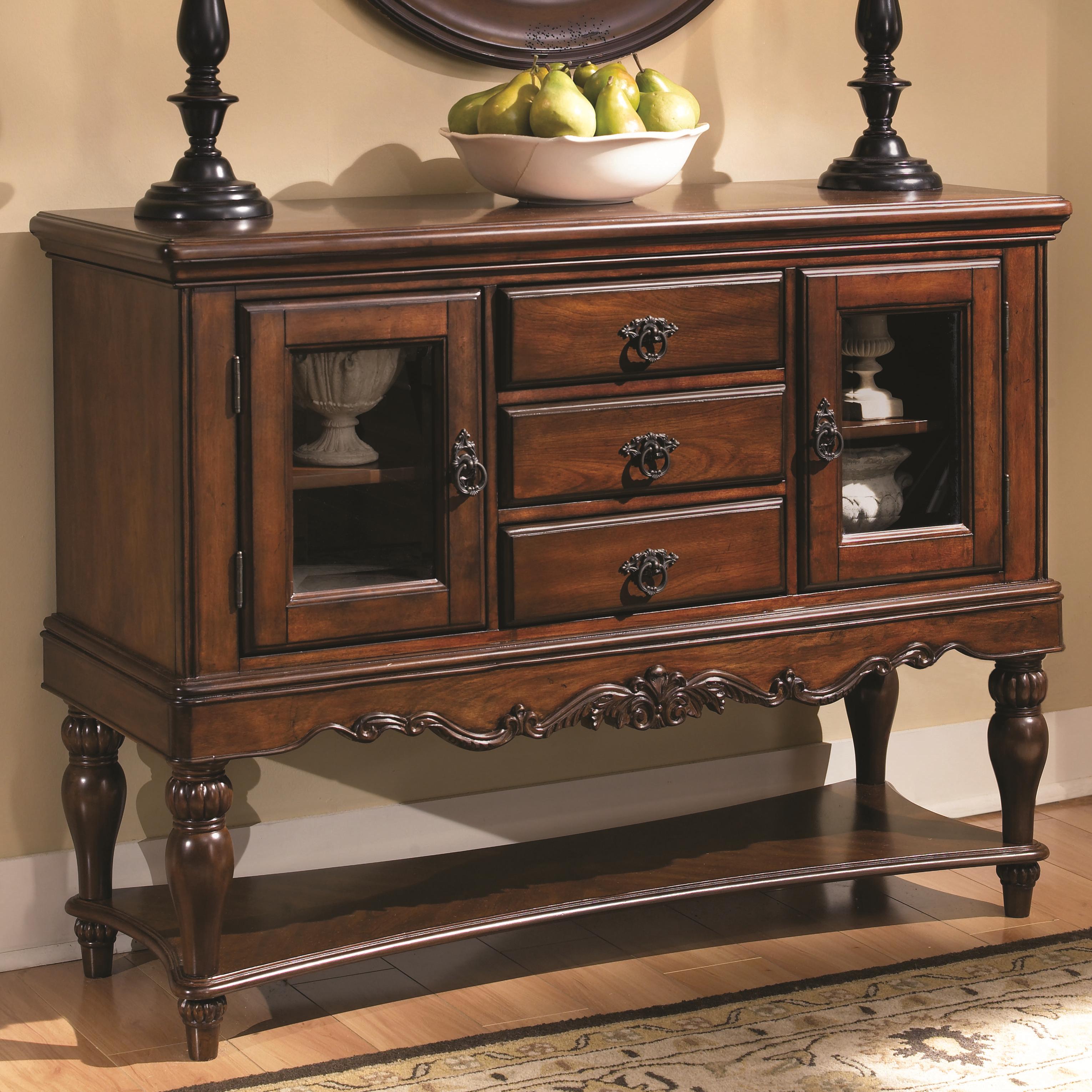Coaster Addison 103515 Traditional Three Drawer Server with Glass Del Sol Furniture